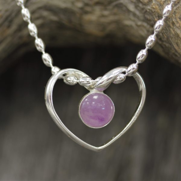 With Love amethyst pendant, big